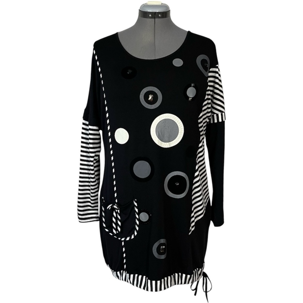 Lavena mixed media knit tunic top L